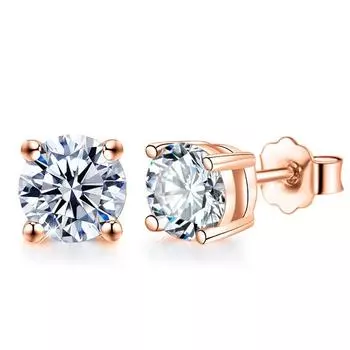 GRA D Цвет Блестящие серьги-гвоздики круглой огранки с муассанитом и бриллиантами для женщин, стерлинговое серебро 925 пробы, позолоченные свадебные украшения 0.5 carat Moissanite