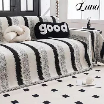 Gradient Striped Couch Covers for Sofas Warm Winter Chenille Sofa Towel with Tassel Living Room Decor Soft Short Plush Slipcover 180x130