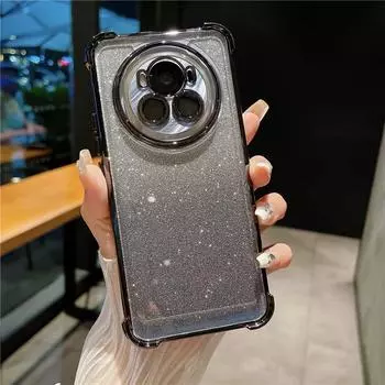 Градиентный блестящий прозрачный чехол для телефона Huawei Honor 60 70 80 90 100 200 X50 Pro V40 противоударный бампер Honor 60 чёрный