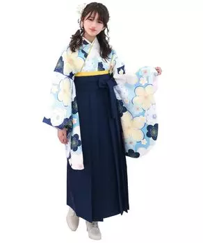 Graduation Ceremony Hakama Easy to Put Simple Set Hakama Lower Waist for Elementary School Girls Refreshing Plum [KYOETSU] Set, on, 5-piece (Kimono,