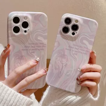 Граффити Art Ins задняя крышка для Iphone 13 12 Promax 14 Pro Max 11 милые тюльпаны цветок рельефный чехол для телефона с мультяшным рисунком задняя крышка Fundas For iphone 14promax
