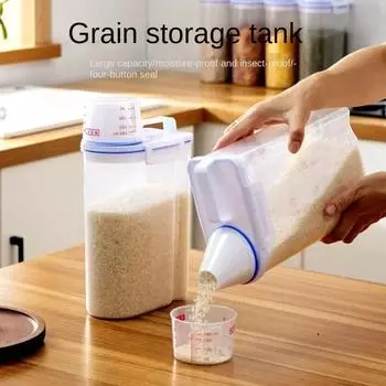 Grain Storage Tank with Measuring Cup Moisture-proof and Insect-proof Sealed Canned Food Storage Box To Store Rice and Grains