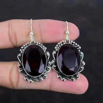 Граненые серьги с мозамбикским гранатом, настоящие серьги из драгоценных камней, серьги из стерлингового серебра 925 пробы, ювелирные изделия ручной работы, уникальные серьги-подвески, подарки для женщин