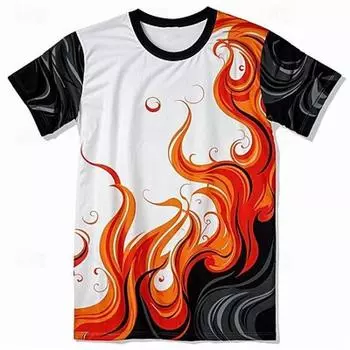Graphic Flame Daily Designer Ретро Винтаж Мужская футболка с 3D принтом Футболка Спортивная футболка на открытом воздухе Праздник Выход на улицу Футболка с коротким рукавом с круглым вырезом S