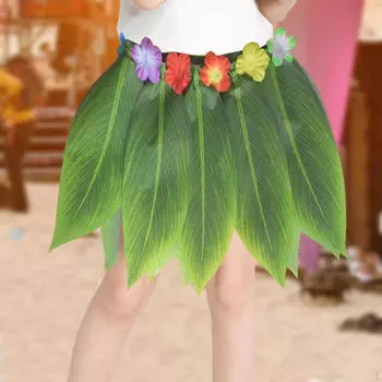 Grass Skirt Hawaiian Flower Leaf Dancewear for Adults Kids Dancing Costume Accessory Party 10 Leaf Skirt