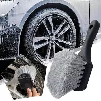 Gray Short Handle Car Tire Brush Cleaning Brush Short Brush Tire Cars Brush Hub Accessories Handle Car Wash K6S1