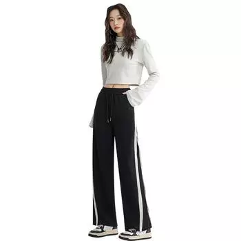 Gray Sweatpants for Women In Spring and Autumn High Waist Loose Straight Casual Sweatpants Small Wide-leg Pants for Women M