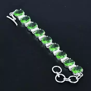 Green Amethyst Bracelet 925 Sterling Silver Bracelet Adjustable Chain Bracelet Handmade Boho Bracelet Green Amethyst Gemstone Jewelry Engagement Gifts 8 зелёный