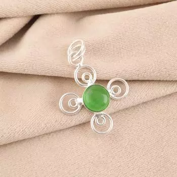 Green Cat s Eye Gemstone 925 Stamped Silver Jewelry Handmade Partywear Pendant PP-41-45