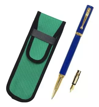 Green cloth pen Exchange BP ZX fountain pen ink with blue set case, (individual structure) (T23-NK02G-ZX-L) синий