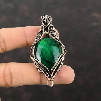 Green Fire Labradorite Pendant Copper Wire Wrapped Jewelry Handmade Pendant Copper Designer Pendant Wire Wrap Gemstone Pendant Gift For Her