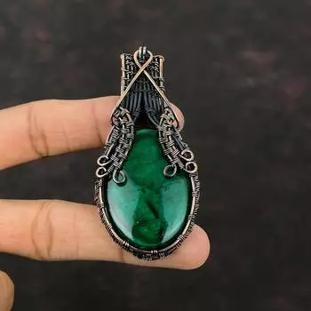 Green Fire Labradorite Pendant Copper Wire Wrapped Pendant Handmade Antique Pendant Copper Jewelry Gemstone Pendant Elegant Jewelry For Gift