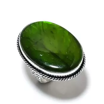 Green Labradorite Gemstone Handmade 925 Sterling Silver Jewelry Ring Size 9 n1D13