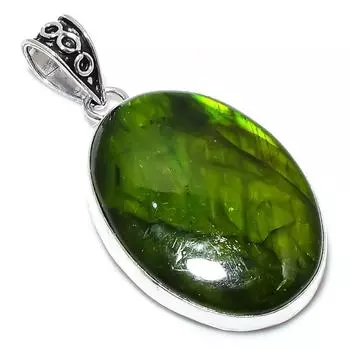 Green Labradorite Gemstone Handmade 925 Sterling Silver Pendant 2.25 u2F64