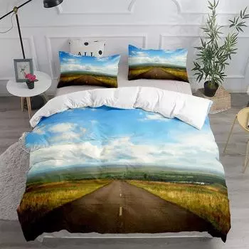Green Landscape Customized Duvet Cover Set King Queen Double Full Twin Single Size Bed Linen Set EU single(135x200cm)