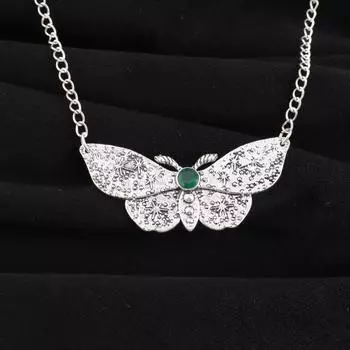 Green Onyx Gemstone 925 Sterling Silver Jewelry Butterfly Chain Pendant 0.7 CP-35-20