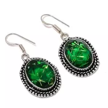 Green Rutile Gemstone Handmade 925 Sterling Silver Jewelry Earring 1.81 a4E03