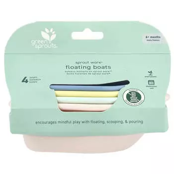 Green Sprouts, плавающие кораблики Sprout Ware®, 6+ месяцев, разноцветные, 4 кораблика