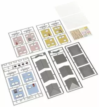 Greenmax N gauge набор корпусов B набор для сборки дома 2593 Принадлежности для железнодорожной модели предварительно окрашенные 70-е - 3 здания