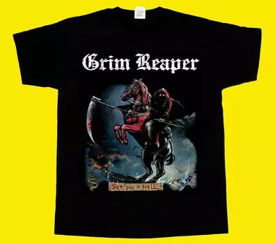 Футболка унисекс черная с короткими рукавами Grim Reaper See You In Light 1983 S