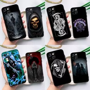 Grim Reaper Skull Skeleton Case For iPhone 15 14 13 12 11 Pro Max XS X XR SE 2020 2022 7 8 Plus 12 13 Mini Cover Shell iPhone 12 Pro