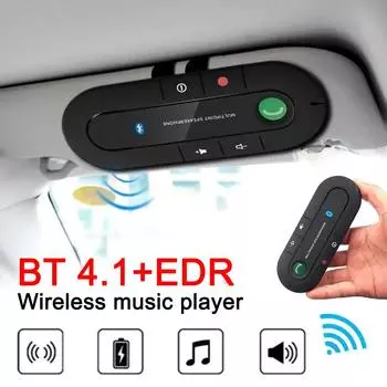 Громкая связь 4.1+EDR Беспроводной Bluetooth-совместимый автомобильный комплект громкой связи MP3-плеер USB-питание Аудиоприемник Крепление для солнцезащитного козырька красный