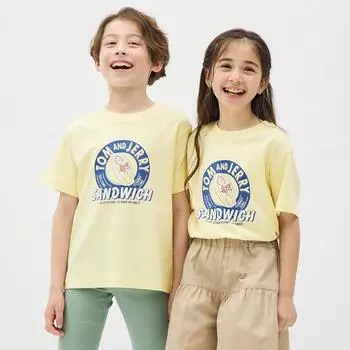 GU by Uniqlo Kids Унисекс Футболка с рисунком с короткими рукавами TOM JERRY 4