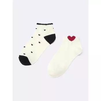 Gu By Uniqlo Kids унисекс короткие носки 2p сердце 80 MULTI(PATTERN)1/1618cm