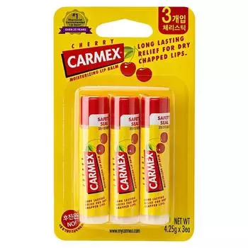 Guangdong Carmex Увлажняющий бальзам для губ Cherry Stick 3 шт., вишневый вкус, 12,75 г, 1 шт.