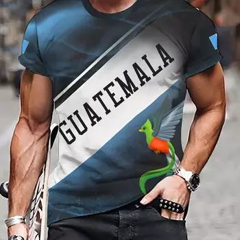 GUATEMALA Themed 3D Pattern Print Men s Crew Neck Short Sleeve T-shirt Casual Summer T-Shirt For Daily Wear And Vacation Resorts S