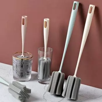 Губка-щетка с длинной ручкой для мытья стаканов и чашек 711 short cup brush