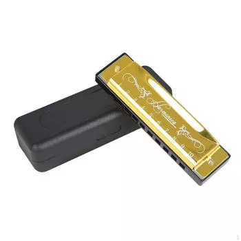 Губная гармошка C Key 10 отверстий 20 мелодий для концертов на домашней сцене золотой