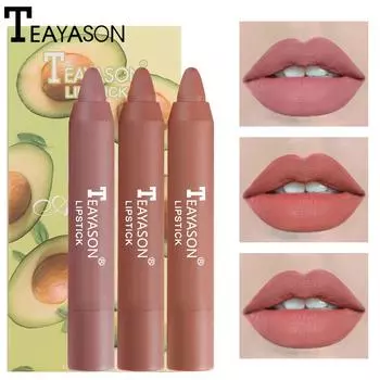 Губная помада Crayon 3, небольшой набор губной помады в коробке, красная матовая туманная бархатная воздушная губная помада, косметическая косметика A-3PCS