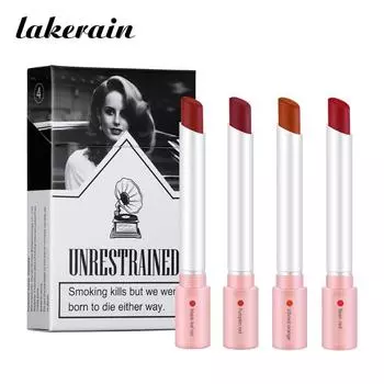 Губная помада Lakerain The Cigarette Box не прилипает к чашке, а цвет матовой сигаретной трубки красный 4pcs