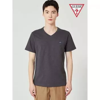 GueSS Couple Slub V-образный вырез короткий рукав футболка для мужчин S №2ke434 WHT/XL