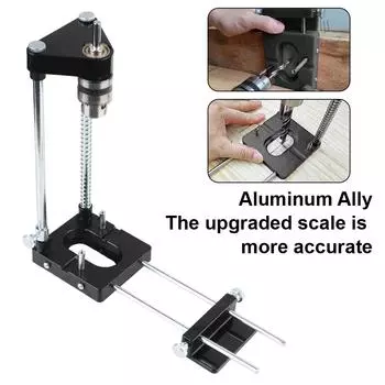 Guide Tool Locator Convenient Drill Bit Holder Portable Woodworking Punch Drill Locator Aluminum Alloy Perforator Drill Template чёрный