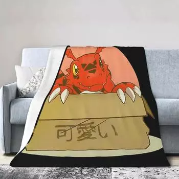 Guilmon In The Box Digimon Classic Blankets Soft Warm Flannel Throw Blanket Plush for Bed Living room Picnic Travel Home Couch 30x40in