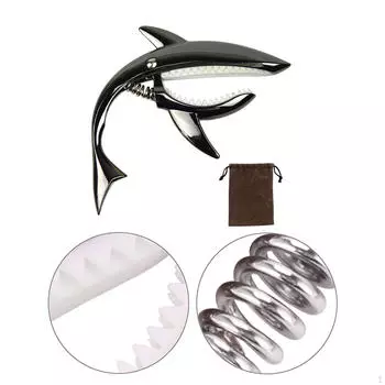 Guitar Capo Cute Shaped with Storage Pouch Zinc Alloy Tone Clip Spring for Acoustic Bass matte silver