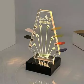 Guitar Pick Display Stand with Light Guitar Headstock Shape Pick Holder