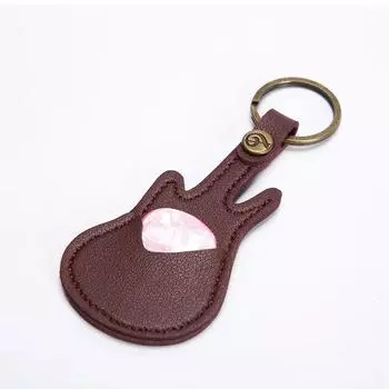 Guitar Shape Guitar Pick Keyring PU Leather Guitar Pick Sleeve Bass Accessories синий