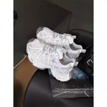 Gun color retro polished dad shoes women s spring thick sole heightening casual sports net shoes mesh splicing breathable 35