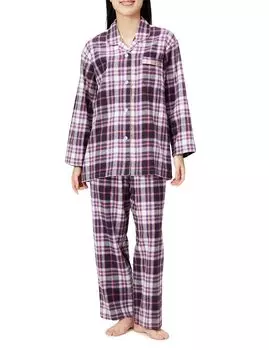 Gunze CI Comme CA Cotton Long Sleeve Viyella Brushed Size M Women s 100% Loungewear, Pants, Yarn-Dyed Fabric, Purple,
