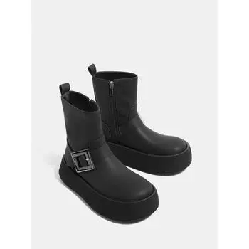 Guyun Shu Muffin platform Martin boots women s 2024 new British style thin boots side zipper versatile short boots women 35