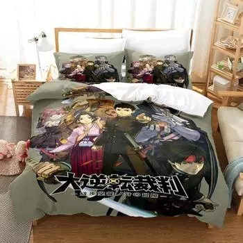 Gyakuten Saiban Bedding Set Single Twin Full Queen King Size Bed Set Adult Kid Bedroom Duvet cover Sets 3D Print Kawaii Anime 70x133cm 2pcs
