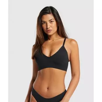 GYMSHARK Бесшовный бюстгальтер с V-образным вырезом, черный B6A7K BB2J XS
