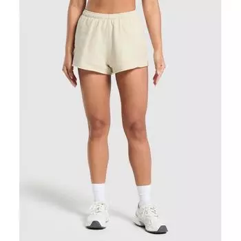 GYMSHARK Флисовые шорты Ecru White B8A7E WCC9 XXS