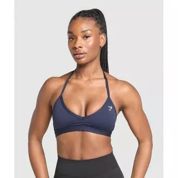 Gymshark Minimal Halterneck Sports Bra Heavy Blue B3b4a Uctn XS