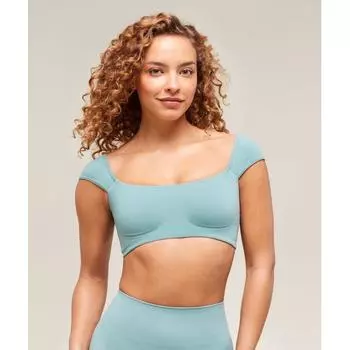 Gymshark Мягкий лифчик-бюстгальтер Sculpt Cap Sleeve Bralette Rest Blue B3b3a Udbb XS