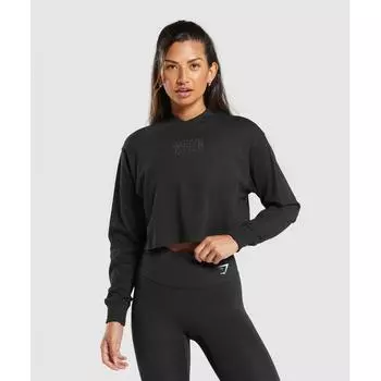 GYMSHARK Outline Oversize-топ черного цвета B6A3G BB2J XXS
