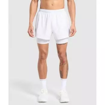 Gymshark RunnIng 2 в 1 шорты белые A6a8f Wb57 XS